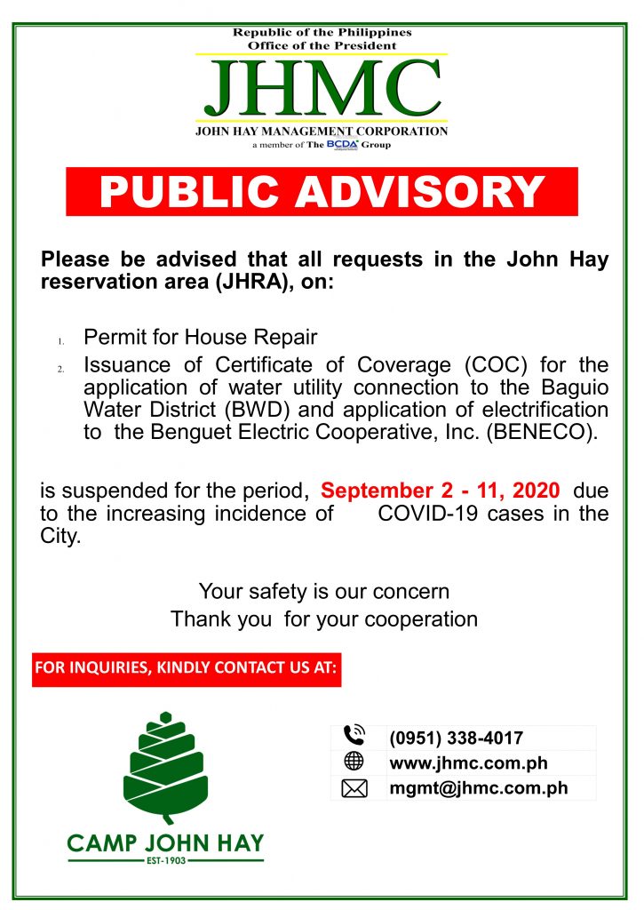 JHMC Public Advisory: House Repair and COC 